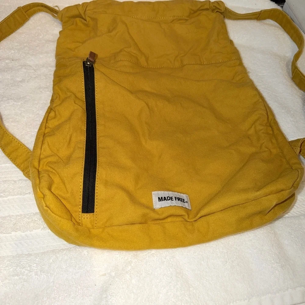 Made Free Canvas Backpack Mustard Yellow Athleisure Accessory Lightweight Sport